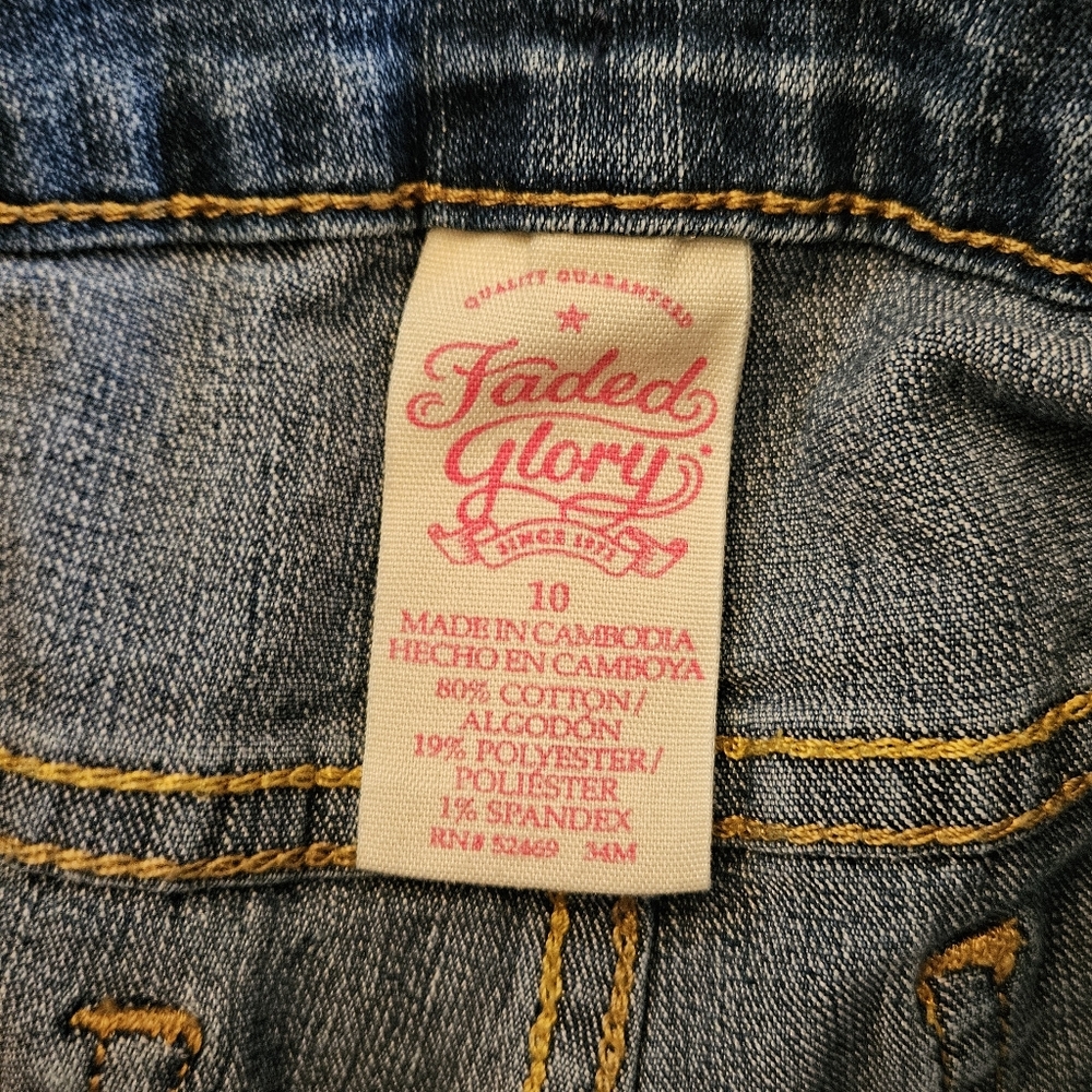 Girl's Size 10 Faded Glory Blue Jeans Medium Blue Color - Picture 9 of 11